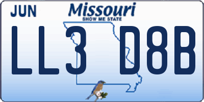 MO license plate LL3D8B