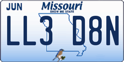 MO license plate LL3D8N