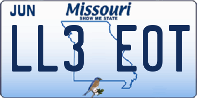MO license plate LL3E0T