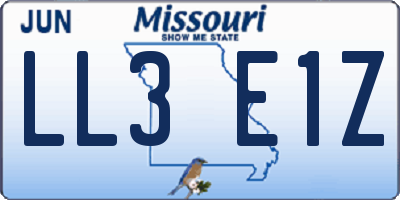 MO license plate LL3E1Z