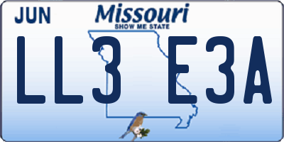 MO license plate LL3E3A