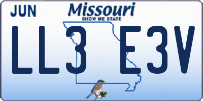MO license plate LL3E3V