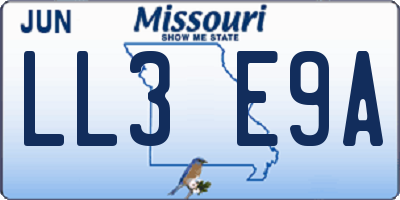 MO license plate LL3E9A