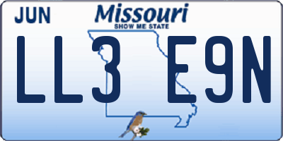MO license plate LL3E9N