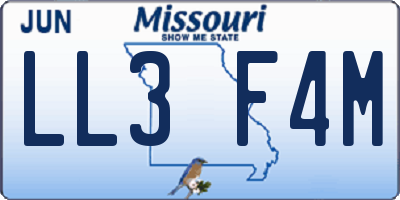 MO license plate LL3F4M