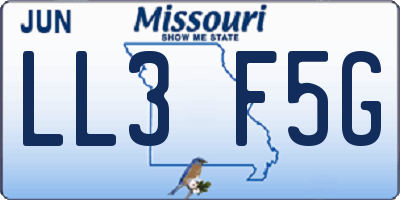 MO license plate LL3F5G