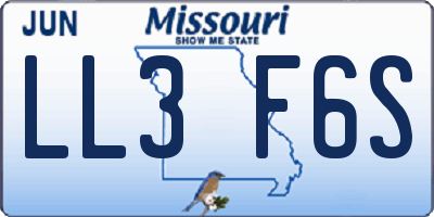 MO license plate LL3F6S