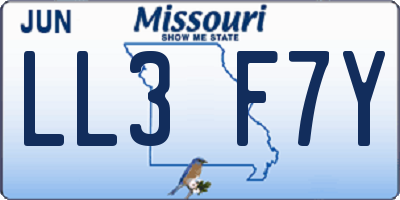 MO license plate LL3F7Y