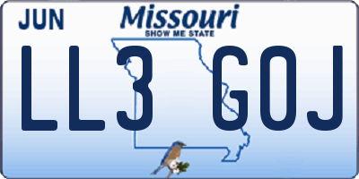 MO license plate LL3G0J