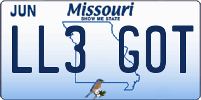 MO license plate LL3G0T