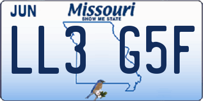 MO license plate LL3G5F