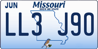 MO license plate LL3J9O
