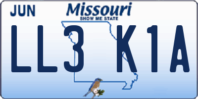MO license plate LL3K1A