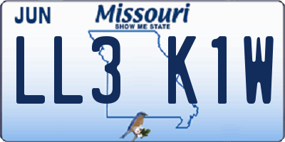 MO license plate LL3K1W