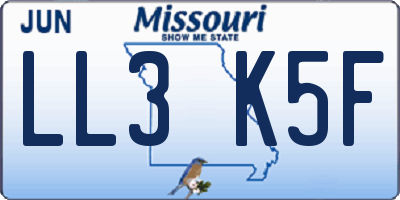 MO license plate LL3K5F