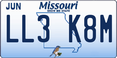 MO license plate LL3K8M