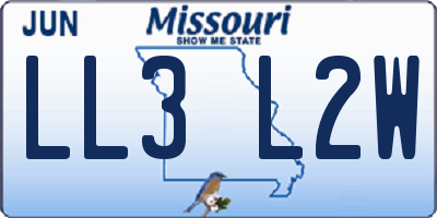 MO license plate LL3L2W