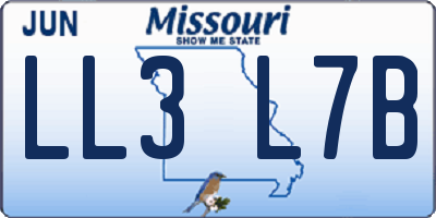 MO license plate LL3L7B