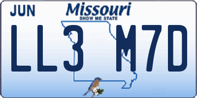 MO license plate LL3M7D