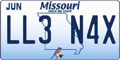 MO license plate LL3N4X