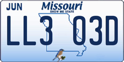 MO license plate LL3O3D
