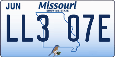 MO license plate LL3O7E