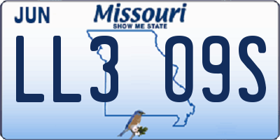 MO license plate LL3O9S