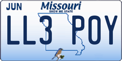 MO license plate LL3P0Y
