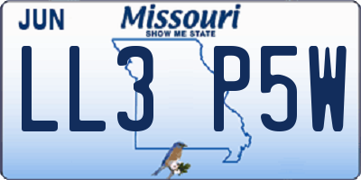 MO license plate LL3P5W