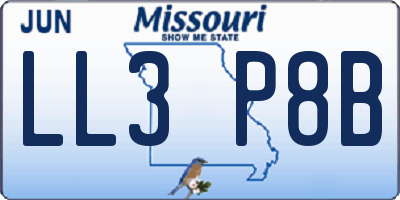 MO license plate LL3P8B