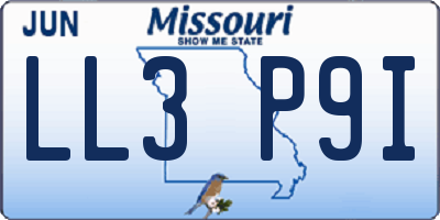MO license plate LL3P9I