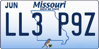 MO license plate LL3P9Z