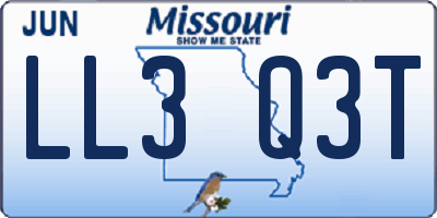 MO license plate LL3Q3T