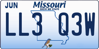 MO license plate LL3Q3W
