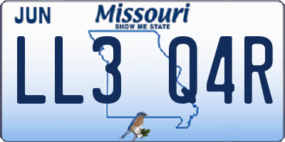 MO license plate LL3Q4R