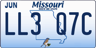 MO license plate LL3Q7C