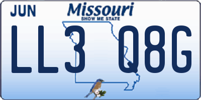 MO license plate LL3Q8G