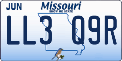 MO license plate LL3Q9R
