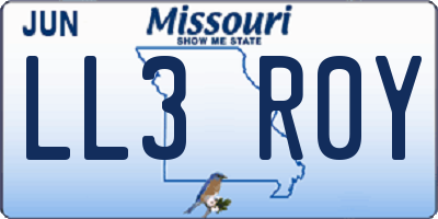 MO license plate LL3R0Y