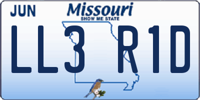 MO license plate LL3R1D