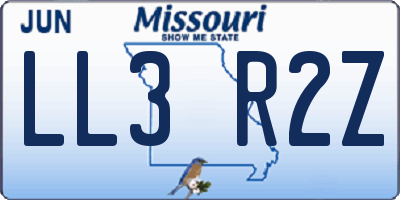 MO license plate LL3R2Z
