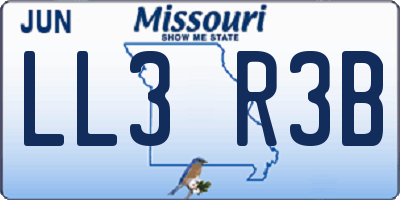 MO license plate LL3R3B