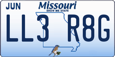 MO license plate LL3R8G