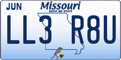 MO license plate LL3R8U