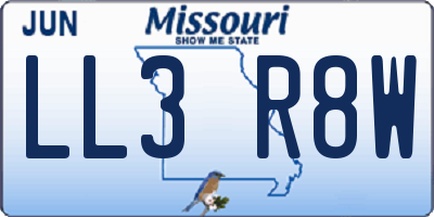 MO license plate LL3R8W