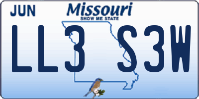 MO license plate LL3S3W