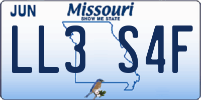 MO license plate LL3S4F