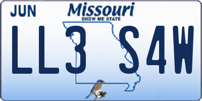 MO license plate LL3S4W