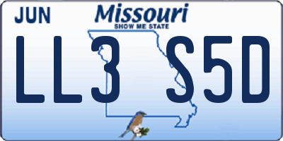 MO license plate LL3S5D