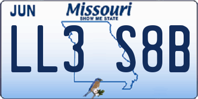 MO license plate LL3S8B